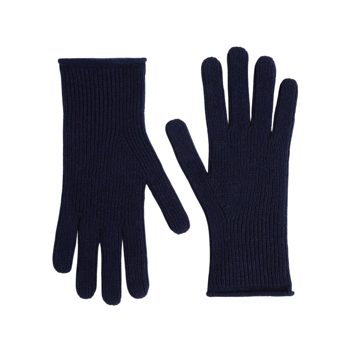 Women's Cashmere Merino Ribbed Gloves - Indigo - Indigo / S/m