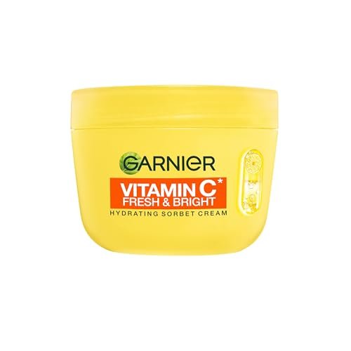 Garnier Vitamin C* Fresh &amp;amp; Bright Hydrating Sorbet Cream, 4% Vitamin C* &amp;amp; Niacinamide, Ultra Fresh &amp;amp; Light, for Dull, Uneven Skin, Cruelty Free International &amp;amp; Vegan - 85ml&amp;#8203;