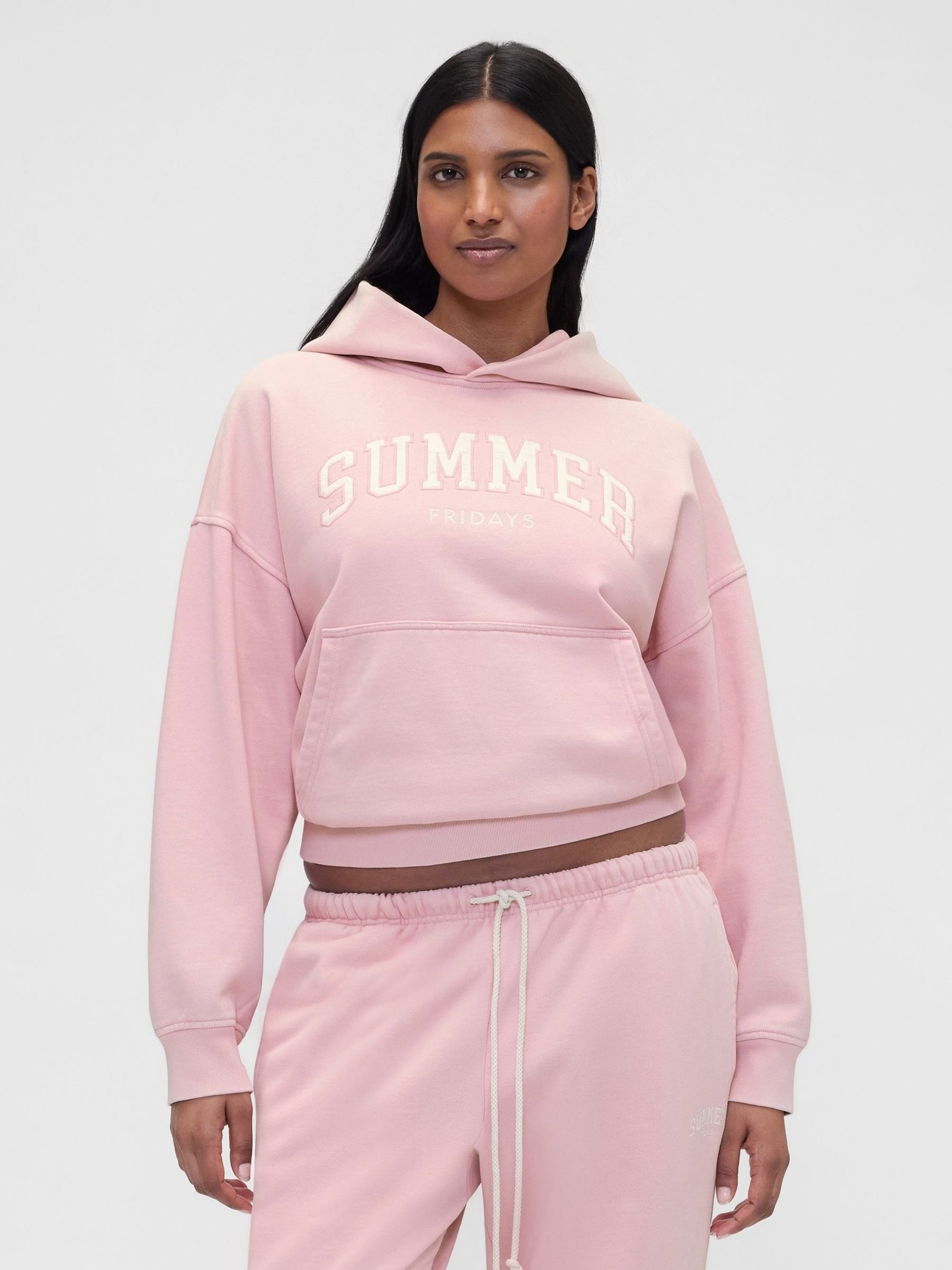 Gap X Summer Fridays Pink Logo Heavyweight Oversized Hoodie