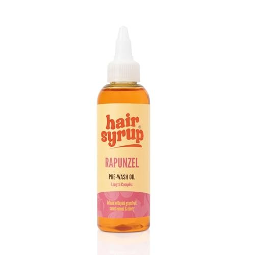 Hair Syrup | Rapunzel Pre-Wash Hair Oil | Infused With Pink Grapefruit, Sweet Almond &amp;amp; Cherry | Revitalise Your Scalp &amp;amp; Mind | Vegan | 100% Natural | 100ml