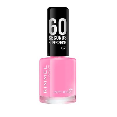 Rimmel 60 Seconds Super Shine Nail Polish, 270 Sweet Retreat, Quick-Dry Nail Polish, Ultra-Shiny Finish, Easy to Apply, Vibrant Colour, Long-Wearing, Clean and Improved Formula, Vegan, 8ml